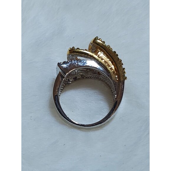 18K GE Silver, Gold, and Bronze Tone Multi-Layered/Armor Ring - Size 5 - Picture 2 of 8